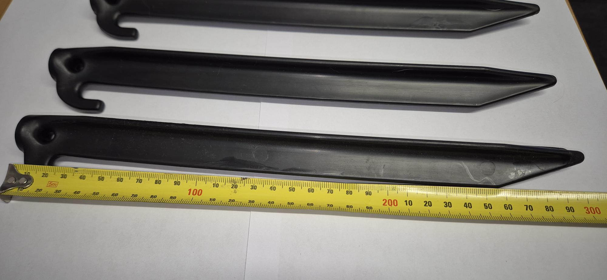 Heavy plastic tent pegs